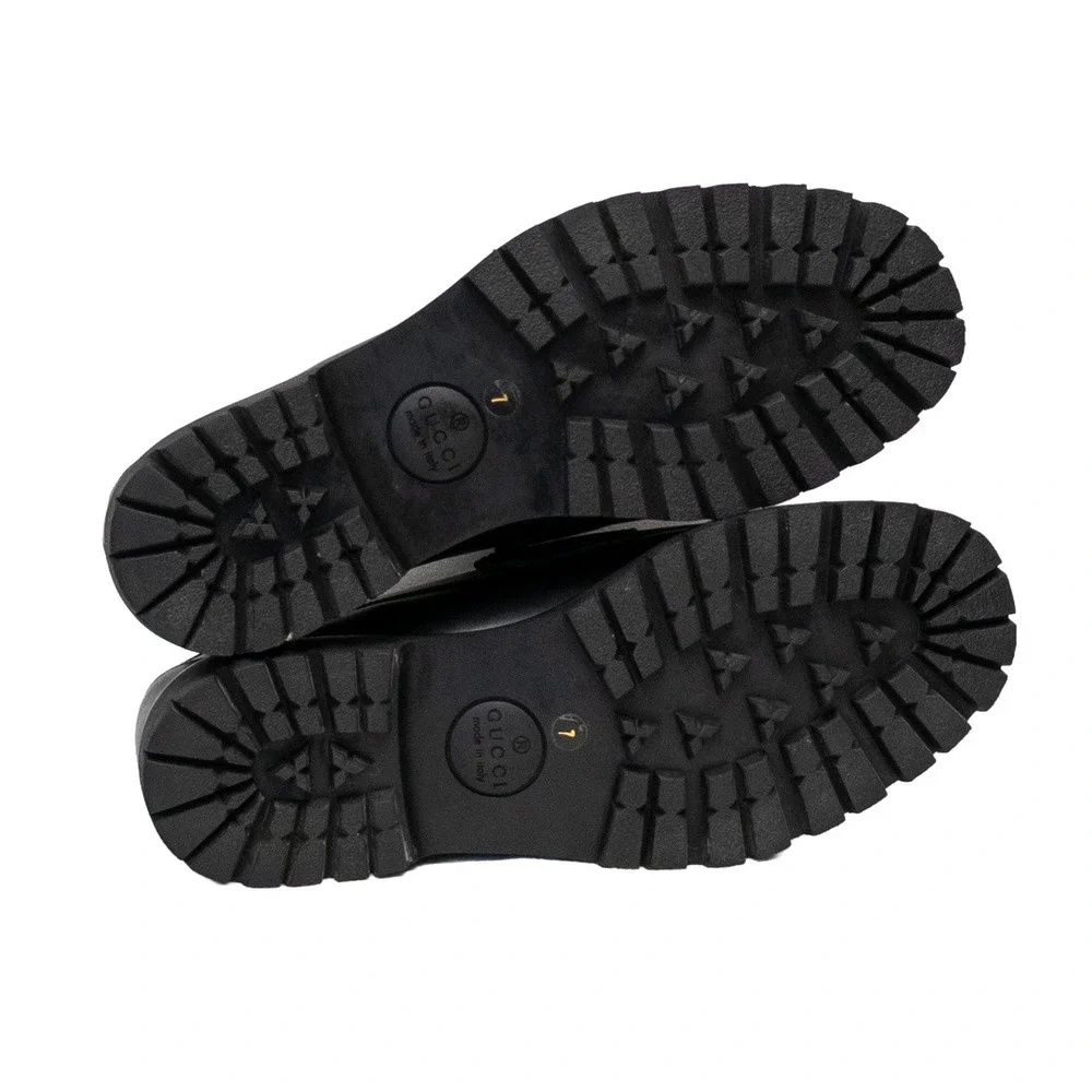 Gucci Black Leather Horsebit Lug Sole Loafers Mens Size UK 7 US 8 Made in Italy